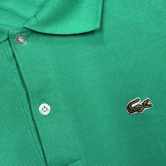 Lacoste Polo Shirt Short Sleeve Mesh Cotton Green Small Croc Medium - Picture 3 of 6